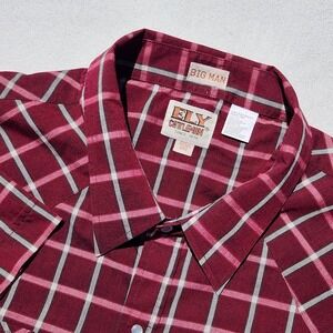 men's Big Man ELY CATTLEMAN Western s/s‎ Shirt white Pearl Snap Red Plaid 4X BIG